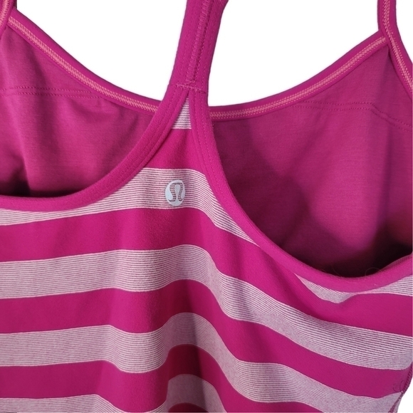 𝅺LULULEMON Power Y tank top pink and white strip - Picture 7 of 9